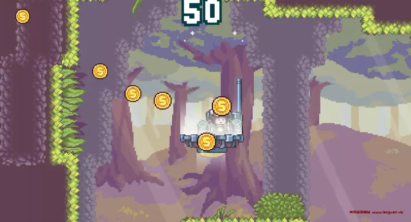 《天空追逐者》非常可爱的像素游戏，驾驶上不灵活的小飞船，收集金币，飞过一个个危险未知的地方- 关先生资源站